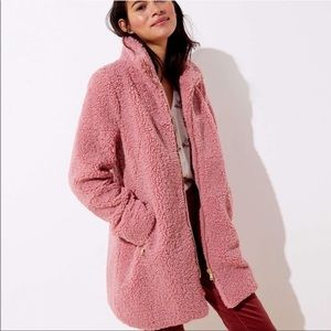 Ann Taylor LOFT - Pink Teddy Coat - Size XXSP